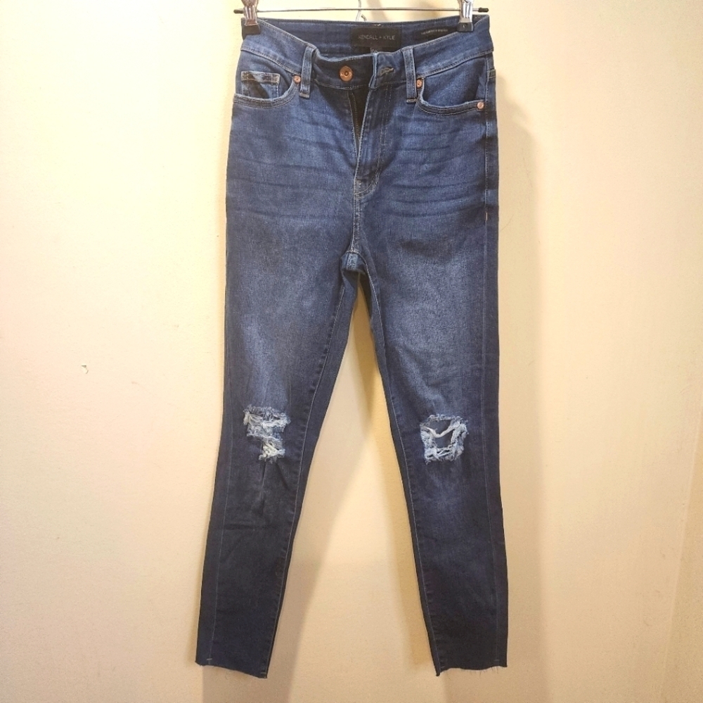 Kendal + Kylie washed distressed high rise  skinny cropped strechy Jeans 0/24